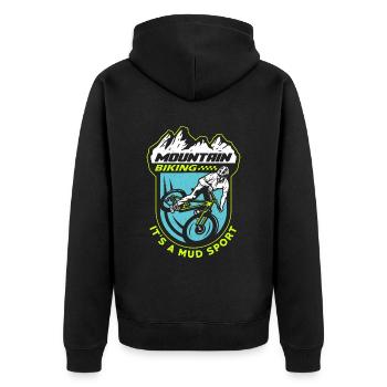 Le VTT c’est un cycliste de course de sport de boue - Veste à capuche bio Premium Unisexe - noir - Dos - Nico (187cm)