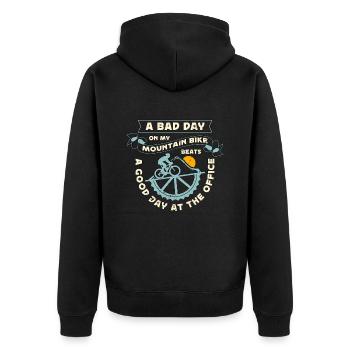 Mountain Bike A Bad Day On My Racing Cyclist Lover - Unisex Premium Bio Zip Hoodie - Schwarz - Hinten - Nico (187cm)