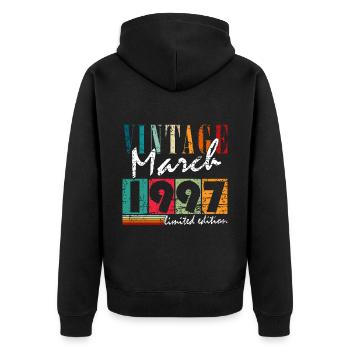 March 1997 nice gift idea for birthday 1997 - Unisex Premium Organic Zip Hoodie - black - Back - Nico (187cm)