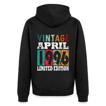 1996 April Limited Edition 27. Geburtstag Outfit - Unisex Premium Bio Zip Hoodie - Schwarz - Hinten - Nico (187cm)