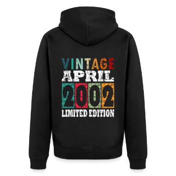April 2002 Geburtstag April 2002 Geschenk - Unisex Premium Bio Zip Hoodie - Schwarz - Hinten - Nico (187cm)