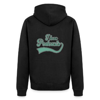 J’adore les podcasts - Veste à capuche bio Premium Unisexe - noir - Dos - Nico (187cm)