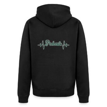 Podcast Herzschlag - Unisex Premium Bio Zip Hoodie - Schwarz - Hinten - Nico (187cm)
