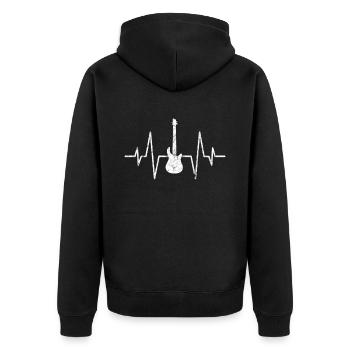Electric Guitar Rock Heartbeat - Unisex Premium Organic Zip Hoodie - black - Back - Nico (187cm)