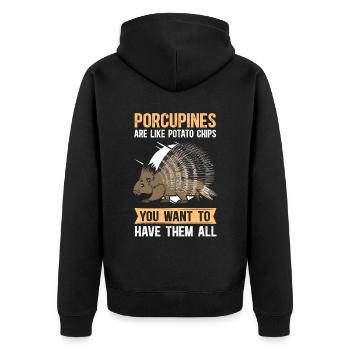 Porc-épic | Cadeau de porc-épic - Veste à capuche bio Premium Unisexe - noir - Dos - Nico (187cm)