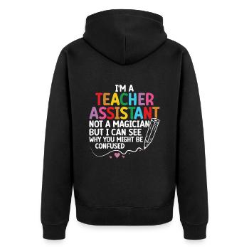 Teacher -Assistant Headmaster Teaching - Unisex Premium Organic Zip Hoodie - black - Back - Nico (187cm)