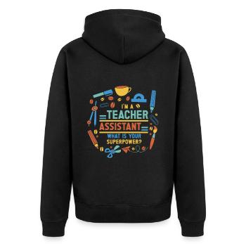 Teacher -Assistant Headmaster Teaching - Unisex Premium Organic Zip Hoodie - black - Back - Nico (187cm)