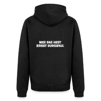 Wer das liest kriegt Durchfall - Unisex Premium Bio Zip Hoodie - Schwarz - Hinten - Nico (187cm)