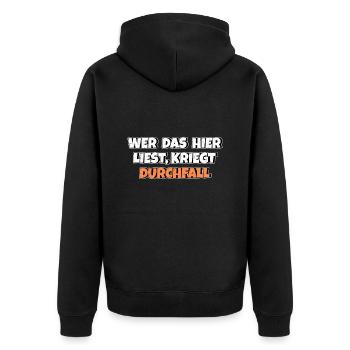 Wer das hier liest kriegt Durchfall - Unisex Premium Bio Zip Hoodie - Schwarz - Hinten - Nico (187cm)