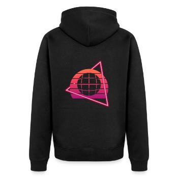 Boccia-Kugel Retro-Sonnenuntergang - Boccia-Kugel - Unisex Premium Bio Zip Hoodie - Schwarz - Hinten - Nico (187cm)