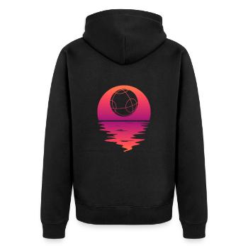 Boccia-Kugel Retro-Sonnenuntergang - Boccia-Kugel - Unisex Premium Bio Zip Hoodie - Schwarz - Hinten - Nico (187cm)