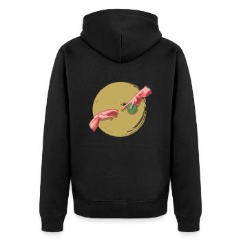 Michelangelos Erschaffung Boccia-Balls - Boccia - Unisex Premium Bio Zip Hoodie - Schwarz - Hinten - Nico (187cm)