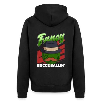 Fancy Boccia Ballin' - Boccia Ball - Unisex Premium Bio Zip Hoodie - Schwarz - Hinten - Nico (187cm)