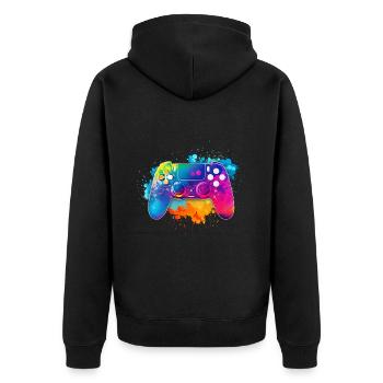 Colorful Premium Gaming Controller Splash Art - Unisex Premium Organic Zip Hoodie - black - Back - Nico (187cm)