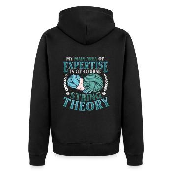 Funny Yarn Lover, Crochet - Unisex Premium Organic Zip Hoodie - black - Back - Nico (187cm)