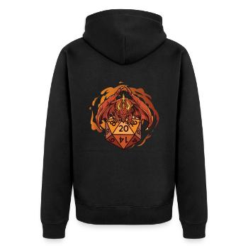 Drache Mit D20 Würfeln - Unisex Premium Bio Zip Hoodie - Schwarz - Hinten - Nico (187cm)