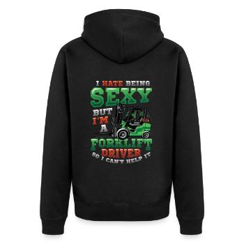 Sexy Gabelstaplerfahrer Lagerlogistik Gabelstapler - Unisex Premium Bio Zip Hoodie - Schwarz - Hinten - Nico (187cm)