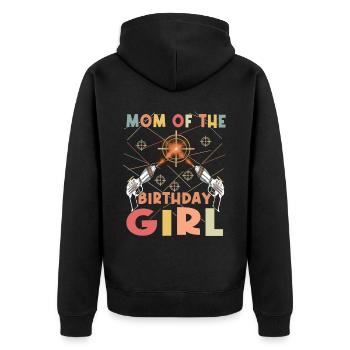 Cooles Lasertag Mama Party Geburtstagskind - Unisex Premium Bio Zip Hoodie - Schwarz - Hinten - Nico (187cm)