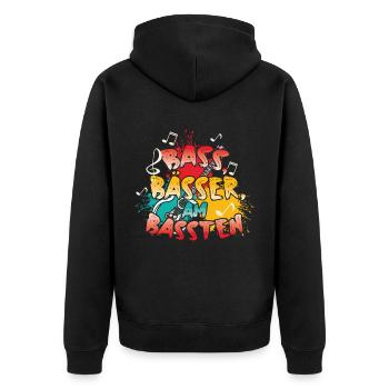 Bassisten, Bassgitarristen Gitarristen Bass - Unisex Premium Bio Zip Hoodie - Schwarz - Hinten - Nico (187cm)