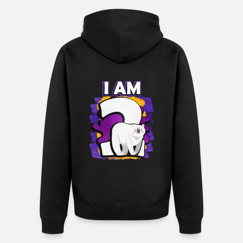 Ich Bin 2 Eisbär - Unisex Premium Bio Zip Hoodie - Schwarz