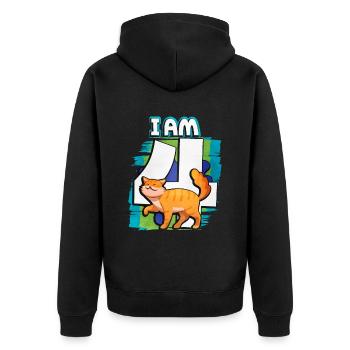 I am 4 cat - Unisex Premium Organic Zip Hoodie - black - Back - Nico (187cm)