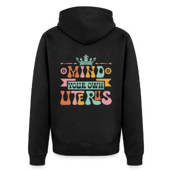 Uterus Colorful Feminist Empowerment Frauenrechte - Unisex Premium Bio Zip Hoodie - Schwarz - Hinten - Nico (187cm)