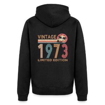 Vintage 1973 Limited Edition 50th Birthday Gift - Unisex Premium Organic Zip Hoodie - black - Back - Nico (187cm)