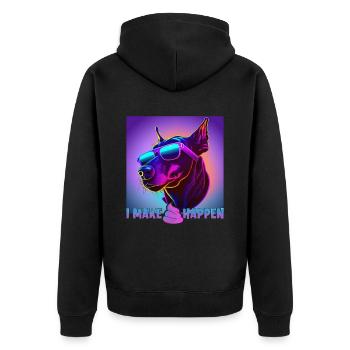 Hunde Spruch Doberman Design für Hundeliebhaber - Unisex Premium Bio Zip Hoodie - Schwarz - Hinten - Nico (187cm)