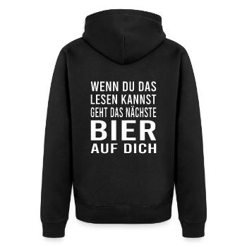 Vatertag Himmelfahrt Bier Nachbar Nachbarn Saufen - Unisex Premium Bio Zip Hoodie - Schwarz - Hinten - Nico (187cm)