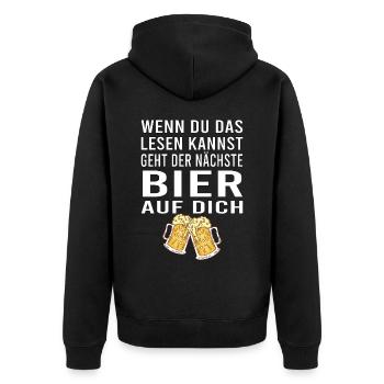 Vatertag Himmelfahrt Bier Nachbar Nachbarn Saufen - Unisex Premium Bio Zip Hoodie - Schwarz - Hinten - Nico (187cm)
