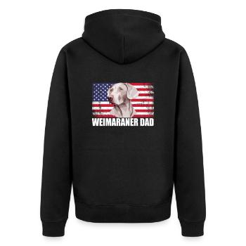 weimaraner dad american flag, weimaraner dog - Unisex Premium Bio Zip Hoodie - Schwarz - Hinten - Nico (187cm)