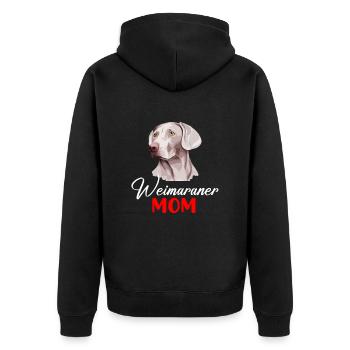 weimaraner mom, weimaraner dog - Unisex Premium Bio Zip Hoodie - Schwarz - Hinten - Nico (187cm)