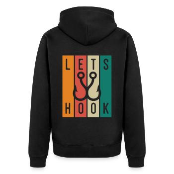 Let's fish - - Unisex Premium Organic Zip Hoodie - black - Back - Nico (187cm)