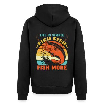 La vie est juste poisson poisson poisson plus - - Veste à capuche bio Premium Unisexe - noir - Dos - Nico (187cm)