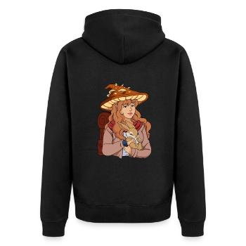 Cottagecore Woman - Unisex Premium Organic Zip Hoodie - black - Back - Nico (187cm)