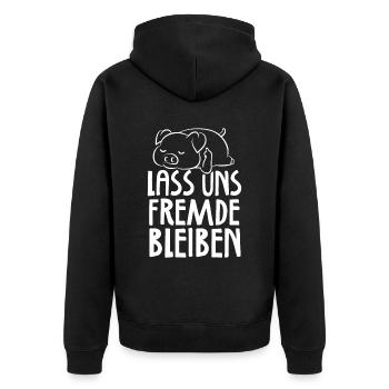 Let's Remain Strangers Black Humor Irony - Unisex Premium Organic Zip Hoodie - black - Back - Nico (187cm)