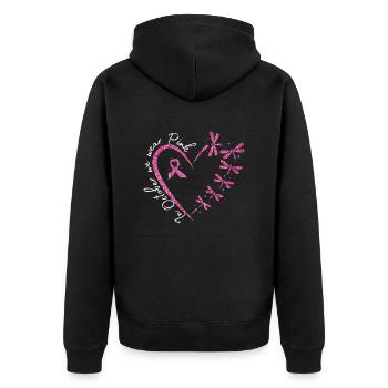 En octobre, nous portons un cancer du sein rose - Veste à capuche bio Premium Unisexe - noir - Dos - Nico (187cm)