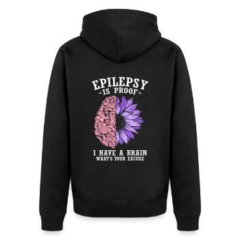 Epilepsy Is Proof | Epileptic | Epilepsy Warrior - Unisex Premium Organic Zip Hoodie - black - Back - Nico (187cm)