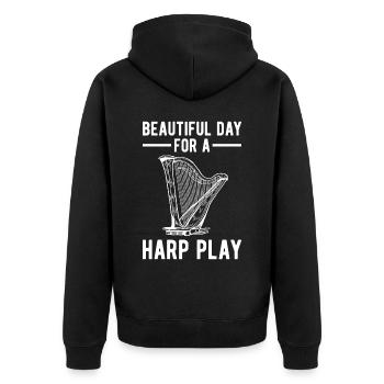 Harfenspieler Harfenist - Unisex Premium Bio Zip Hoodie - Schwarz - Hinten - Nico (187cm)