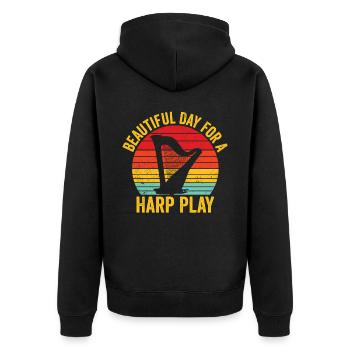 Harfenspieler Harfenist Retro - Unisex Premium Bio Zip Hoodie - Schwarz - Hinten - Nico (187cm)