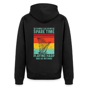 Harfenspieler Harfenist Retro - Unisex Premium Bio Zip Hoodie - Schwarz - Hinten - Nico (187cm)