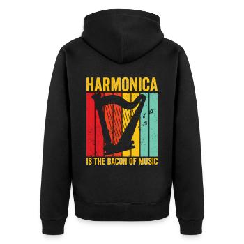 Harfenspieler Harfenist Retro - Unisex Premium Bio Zip Hoodie - Schwarz - Hinten - Nico (187cm)