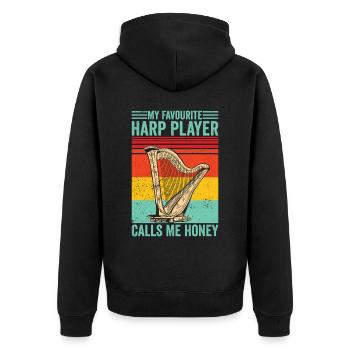 Harfenspieler Harfenist Retro - Unisex Premium Bio Zip Hoodie - Schwarz - Hinten - Nico (187cm)