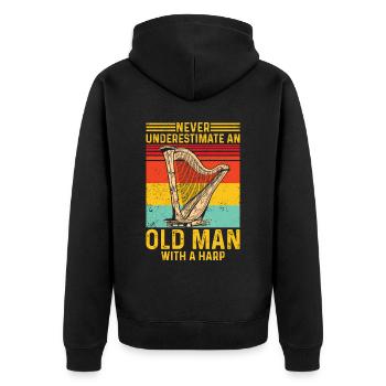 Harfenspieler Harfenist Retro - Unisex Premium Bio Zip Hoodie - Schwarz - Hinten - Nico (187cm)