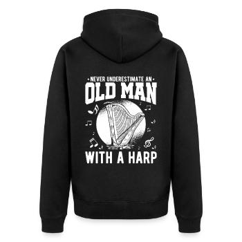 Harfenspieler Harfenist - Unisex Premium Bio Zip Hoodie - Schwarz - Hinten - Nico (187cm)