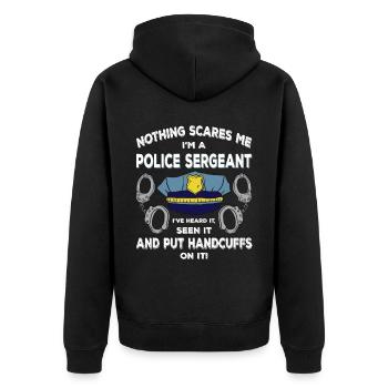 Funny Policeman Police Quote Gift - Unisex Premium Organic Zip Hoodie - black - Back - Nico (187cm)