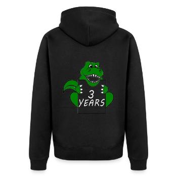 Children's birthday party - 3 years old - DINOSAUR - Unisex Premium Organic Zip Hoodie - black - Back - Nico (187cm)