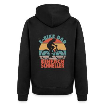 Elektrofahrrad Vater Pedelec EBike Papa Dad E-Bike - Unisex Premium Bio Zip Hoodie - Schwarz - Hinten - Nico (187cm)