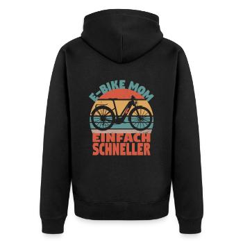 Elektrofahrrad Mama Pedelec EBike Mutter E-Bike - Unisex Premium Bio Zip Hoodie - Schwarz - Hinten - Nico (187cm)