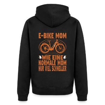 Elektrofahrrad Mama Pedelec EBike Mutter E-Bike - Unisex Premium Bio Zip Hoodie - Schwarz - Hinten - Nico (187cm)
